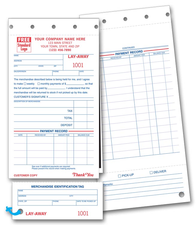 147 Layaway Forms 4 1/4...