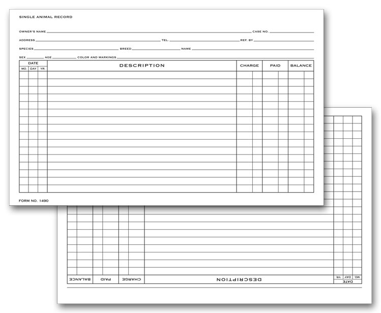 1490 Single Animal Exam Records...