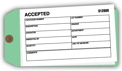 15008 Accepted Material Control Tag...