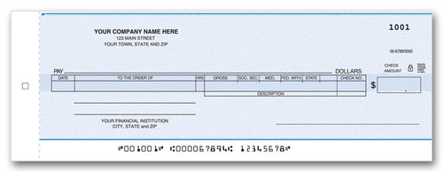 150NC-C Payroll Cash Disbursement Center Check 3 1/4 x 9 1/8"