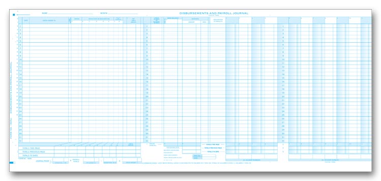 150NJ Payroll Cash Disbursement Maximum Columns Journal 24 1/2 x 11"