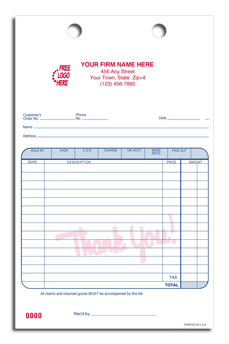 15818 Register Forms Cash & Carry 5 1/2 x 8 1/2"