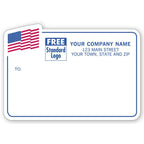 1677 American Flag Mailing Labels Padded Blue Border 4 1/4 x 3"
