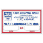 1690B Next Lubrication Due Static Cling Windshield Labels 2 1/2 x 1 1/2"