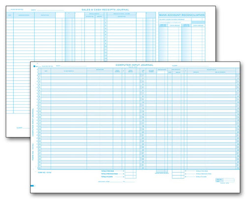 191NJ Computer Input Sales & Cash Receipts Journal 17 1/2 x 11"