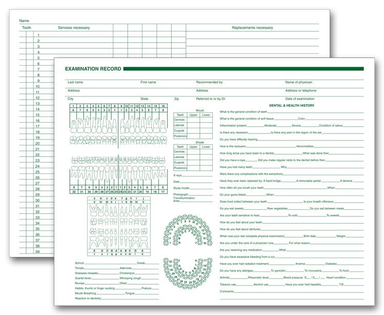 20097 Dental Exam Record Horizontal...