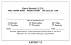 200-1 One Sided Appointment Business Cards Imprinted Layout AP12 3 1/2 x 2"