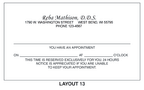 200-1 One Sided Appointment Business Cards Imprinted Layout AP13 3 1/2 x 2"