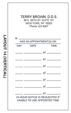 200-1 One Sided Appointment Business Cards Imprinted Layout AP14 3 1/2 x 2"