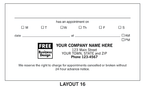 200-1 One Sided Appointment Business Cards Imprinted Layout AP16 3 1/2 x 2"