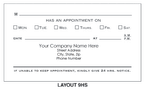 200-1 One Sided Appointment Business Cards Imprinted Layout AP9HS 3 1/2 x 2"