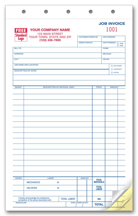 211 Work Orders Carbonless Small Format 5 2/3 x 8 1/2"