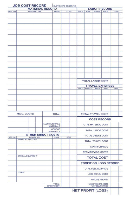 211 Work Orders Carbonless Back Small Format 5 2/3 x 8 1/2"