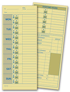 222 Weekly Time Card Manila Tag Stock 3 1/2 x 8 1/2"