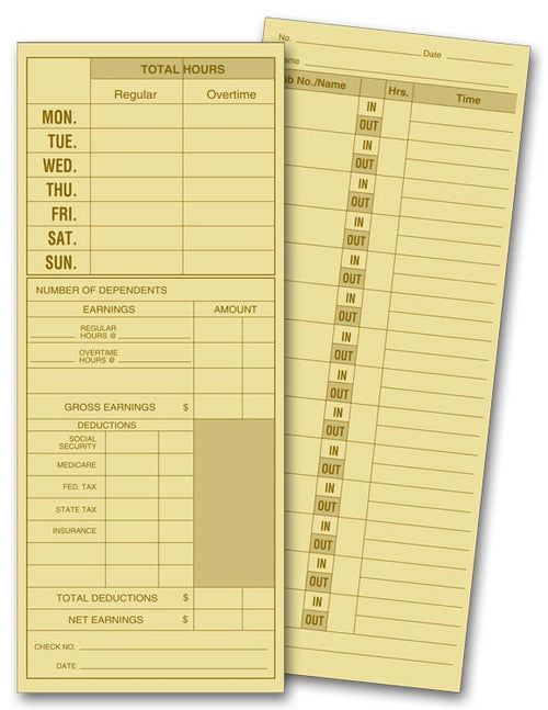 224 Daily Job Time Card 3 1/2 x 8 1/2"