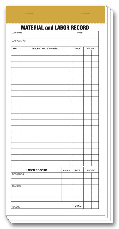 230 Compact Material & Labor Records 4 1/4 x 8 1/4"