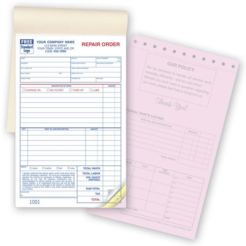 2545 Garage Repair Orders Booked 5 1/2 x 8 1/2"