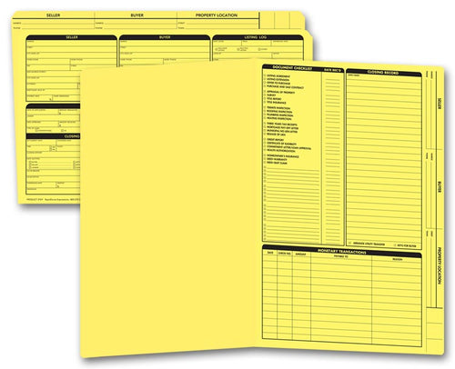 276Y Real Estate Folder Right Panel List Legal Size Yellow 14 3/4 x 9 3/4"