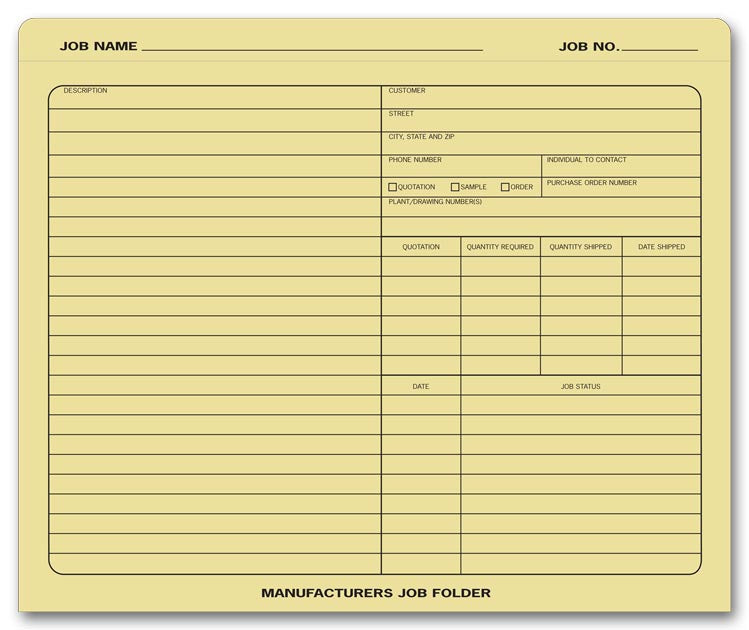 280 Manufacturers Job Folders 10...