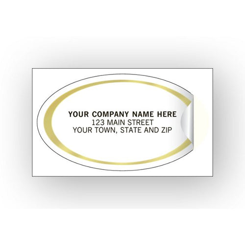 323 Oval Labels Advertising Labels Gold Foil Border 1 7/8 x 1 1/16"
