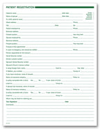 4047 Dental Patient Registration Forms 1 Sided No Hole Punch 7 3/4 x 10"