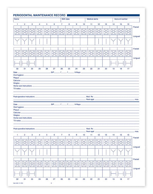 4096 Periodontal Maintenance Records 8 1/2 x 11"