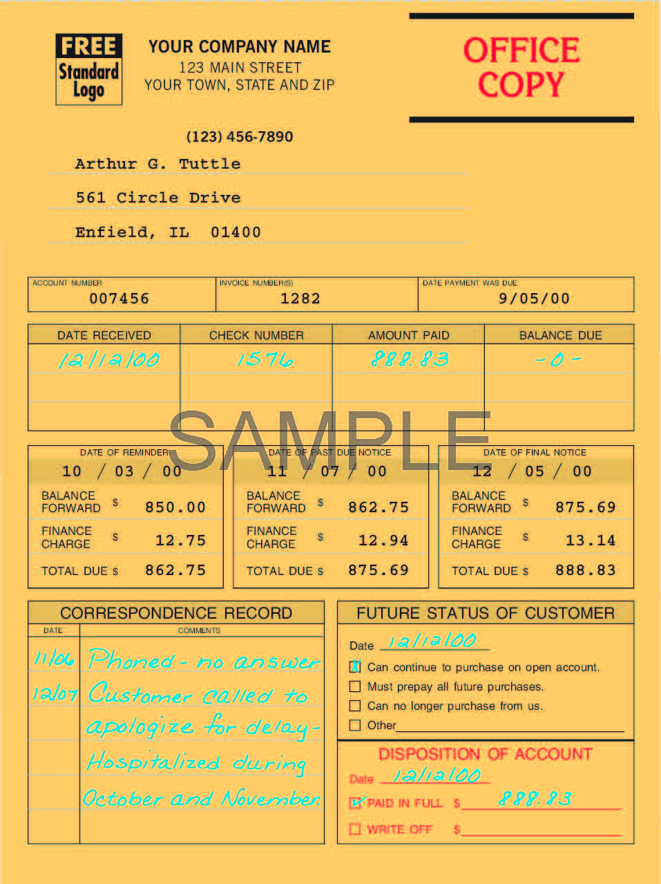 4504 Collection Systems One Write 6 3/8 x 8 1/2"