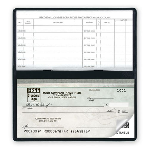 51200N Compact Size Duplicate Checks Green Marble Design 6 x 2 3/4"