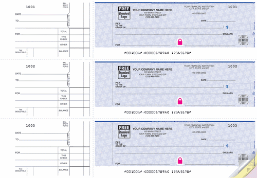 53221DS - 53221HS High Security 3 On A Page Counter Signature Checks 12 15/16 x 9"