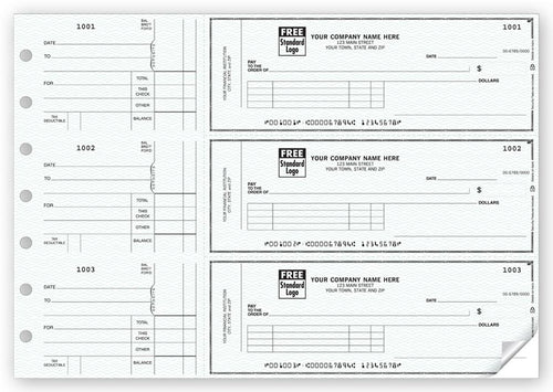 53222N 3 On A Page Business Size Checks with Side Tear Vouchers 12 15/16 x 9"