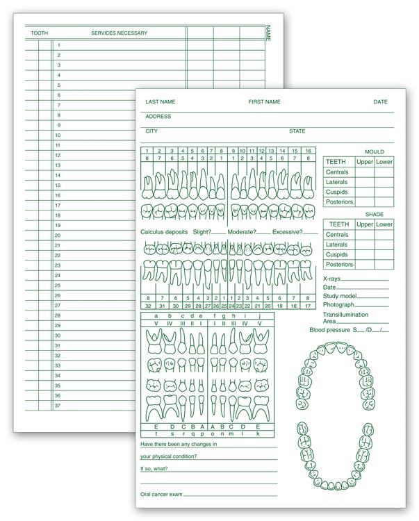 534 Dental Exam Records Two-Sided...