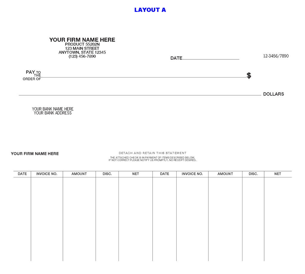 55202N Voucher Draft Set Check 8 3/8 x 3 3/8"
