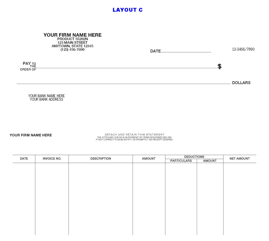 55202N Voucher Draft Set Check 8 3/8 x 3 3/8"