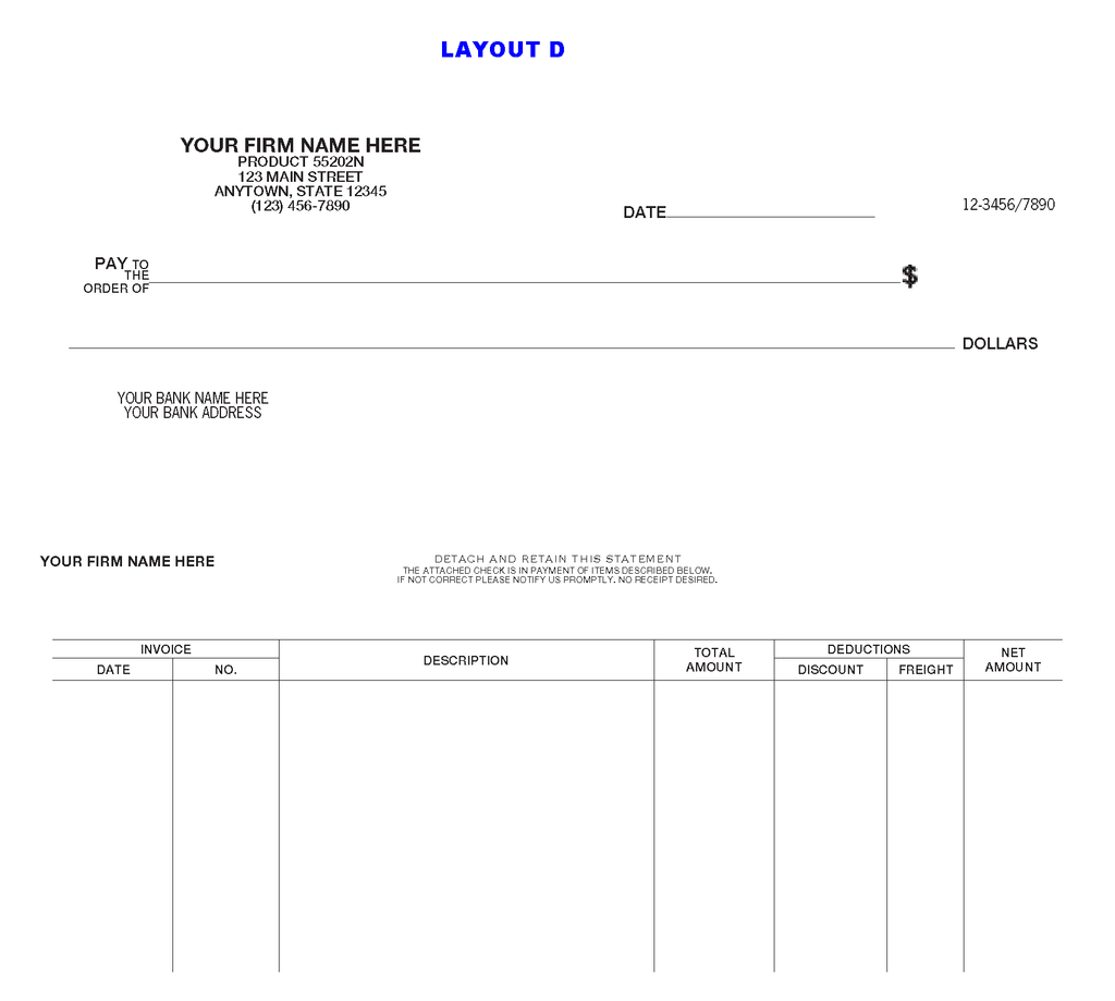 55202N Voucher Draft Set Check 8 3/8 x 3 3/8"