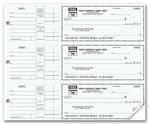 56600N 3 On A Page Compact Size Checks with Side Tear Vouchers 6 x 2 3/4"
