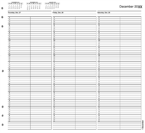 TIME30 TimeScan 2 Column Looseleaf Pages 15 Minute Interval 7am-9pm With Extra Hour 12 x 11"