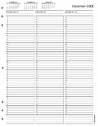 TIME6 TimeScan Looseleaf Pages 1 Column 15 Minute Interval 7am-6pm with Extra Hour 8 1/2 x 11"