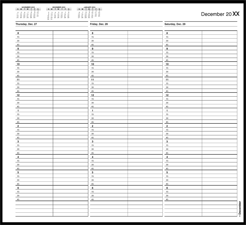 TIME35 TimeScan 2 Column Wirebound Book 15 Minute Interval 8am-7pm With Extra Hour 12 x 11"