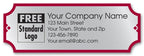 58104 Rectangular Label on Silver Poly w/Red Trim 3 1/2 x 1 1/4"