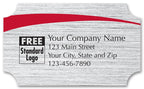 58108 Rectangular Label on Brushed Silver Poly w/Red Arc 2 1/2 x 1 1/2"
