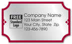 58113 Rectangular Label on Silver Foil w/Red Trim 2 1/2 x 1 1/2"