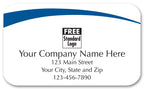 58124 Rectangular Label on White Gloss w/Blue Arc 2 1/2 x 1 1/2"