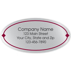 58147 Oval Label on Silver Poly w/Red Border 2 x 1"