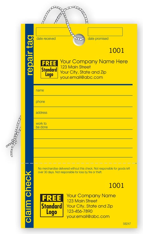 58247 Repair Tag in Yellow...