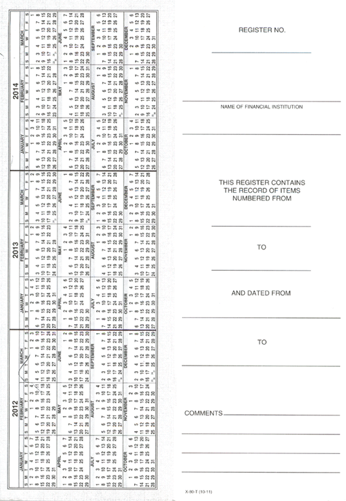 59004N Traveller Registers 8 5/8 x 3" Front