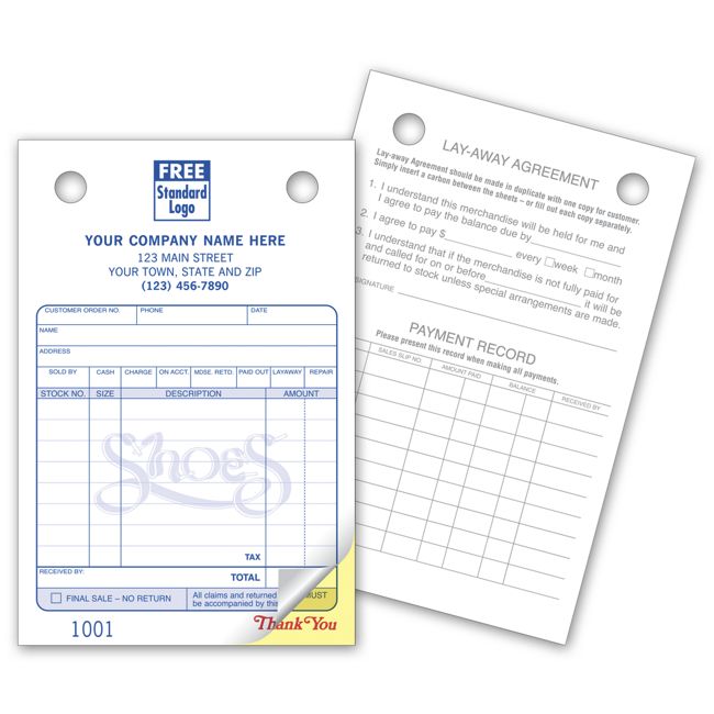 601 Shoe Register Forms Small...