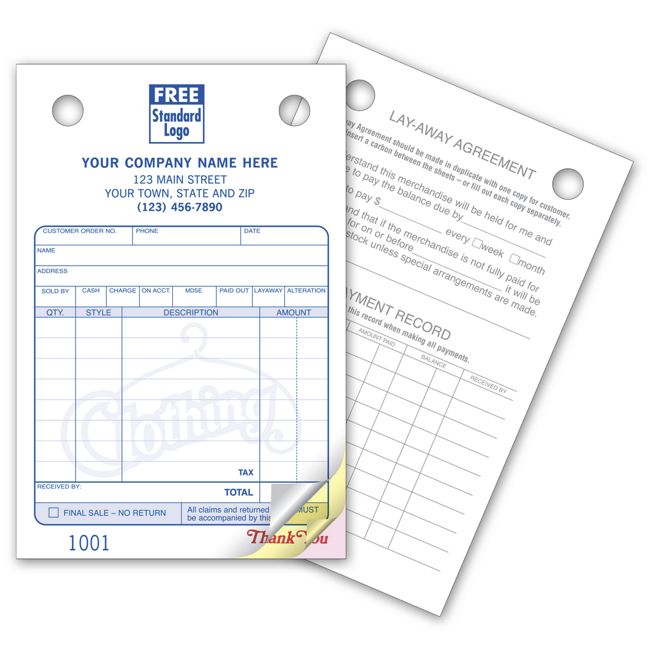 603 Clothing Register Forms Small...