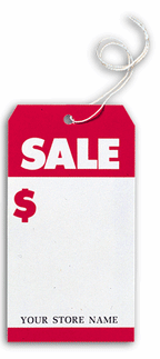 6041 Sale Tags Stock Large White & Red 3 1/2 x 6 1/2"