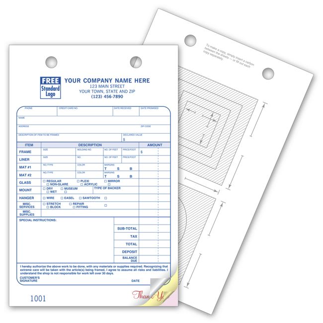 615 Picture Framing Register Forms Large Classic 5 1/2 x 8 1/2"