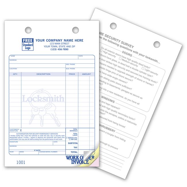 619 Locksmith Register Forms Large...